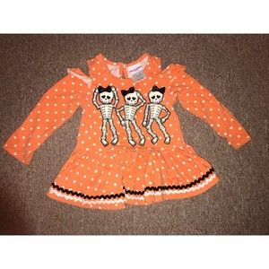 Nanette Kids Halloween Shirt Dress Ruffles Cold Shoulder Polka Dot Toddler 2T
